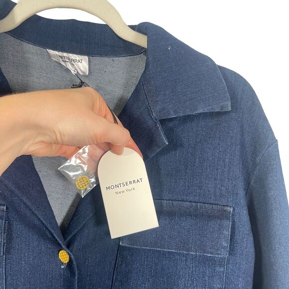 Montserrat The Jet Set Denim Set Dark Wash Button Front Pull On NWT Womens XS - Picture 6 of 13